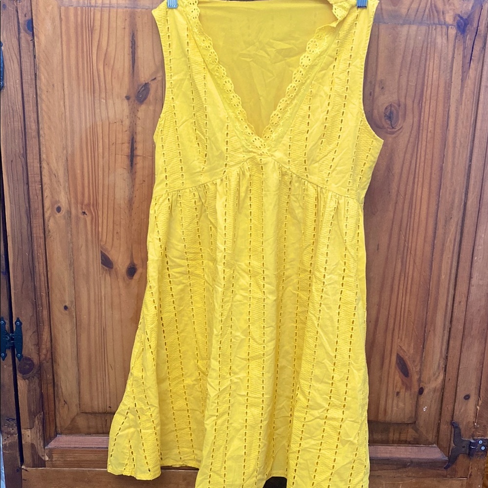 Yellow Sleeveless Eyelet Dress